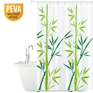 Perdea de duș antibacteriană Tatkraft Green Bamboo, impermeabilă, 180 x 180 cm