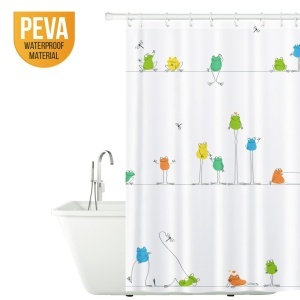 Perdea de duș Tatkraft Funny Frogs, antibacteriană, impermeabilă, 180 x 180 cm
