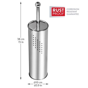 Perie WC cu suport din oțel inoxidabil, Ø 10 cm, H 38 cm - Img 3