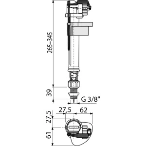 Robinet flotor WC cu filet de alamă, alimentare de jos, pentru rezervor WC din ceramică A18 3/8 - Img 2
