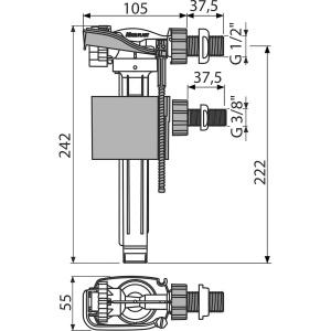 Robinet flotor WC cu plutitor alamă, alimentare laterală, universal A160UNI - Img 2