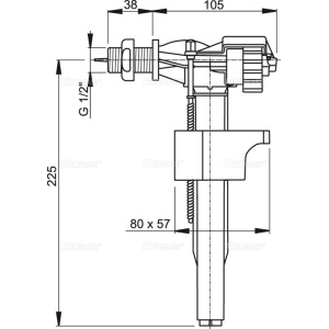 Robinet flotor WC cu plutitor plastic, alimentare laterală, pentru rezervor WC din ceramică A15 1/2 - Img 2