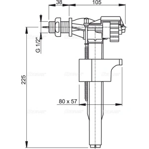 Robinet flotor WC cu plutitor plastic, alimentare laterală, pentru rezervor WC din ceramică A15 1/2 - Img 2