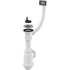 Sifon chiuvetă cu sită din oţel inoxidabil DN70 şi preaplin flexibil A444-DN50/40