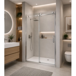 Ușă de nișă Optima Majest Door 120 cm, sticlă securizată 8 mm, profil cromat, ușă culisantă, Nano Easy Clean - Img 2