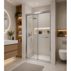 Ușă de nișă Optima Primadonna 120 cm, sticlă securizată 8 mm, profil cromat, ușă culisantă, Nano Easy Clean - Img 2