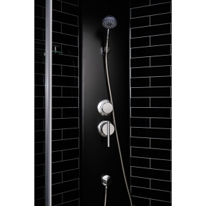 Cabină de duș Optima Ceres Silver, 90x90x215cm, semirotundă, interior negru - Img 3