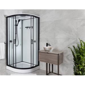 Cabină de duș Optima Maia Black semirotundă, 90x90cm, profil negru mat - Img 2