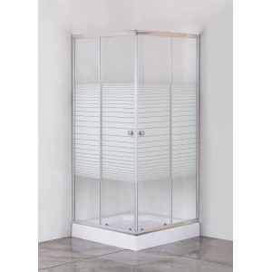 Cabină de duș pătrată Optima White Dream, 90x90cm, cadiță 15cm, profil cromat