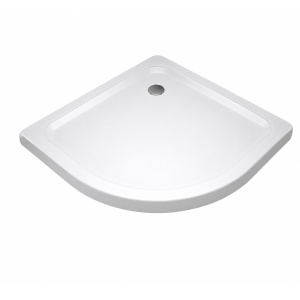 Cădiță duș Optima Semi-R 80x80 cm, montaj pe pardoseală, semirotundă, fibră de sticlă + ABS, sifon inclus 90 mm