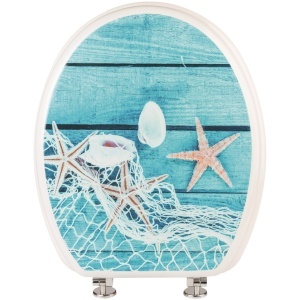 Capac WC Optima Natura Seastar, MDF, model marin, 43,5 x 37,5 cm