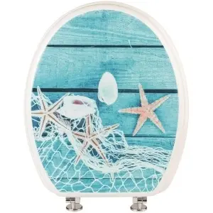 Capac WC Optima Natura Seastar, MDF, model marin, 43,5 x 37,5 cm