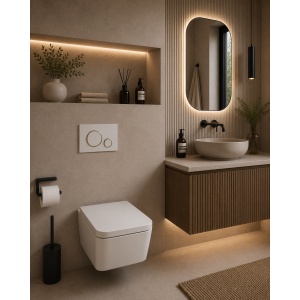 Clapetă de acționare WC Alca alb lucios / auriu lucios – dublă comandă, profil slim - Img 2