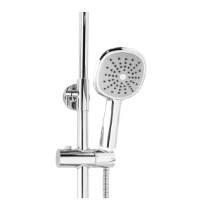 Coloană de duș Optima Radius, inox cromat, baterie alamă, duș fix 20x20 cm, duș mobil Ø10 cm - Img 3
