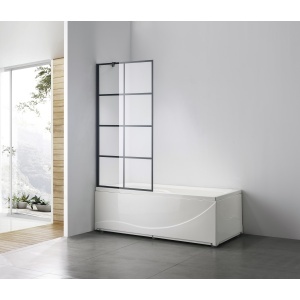 Paravan de cadă Optima Black Beauty, 800x1400mm, profil negru mat, grilaj