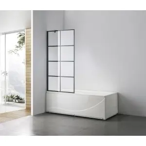 Paravan de cadă Optima Black Beauty, 800x1400mm, profil negru mat, grilaj