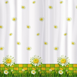 Perdea de duș antibacteriană Tatkraft Chamomile, impermeabilă, 180 x 180 cm - Img 3
