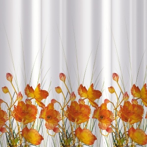 Perdea de duș antibacteriană Tatkraft French Poppies, impermeabilă, 180 x 180 cm - Img 2