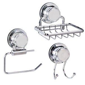 Set accesorii baie Hard – suport săpun, cuier dublu și suport hârtie igienică, fixare fără găurire
