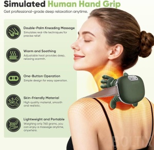 Aparat masaj cervical premium cu incalzire, masaj gat si umeri, deep kneading, portabil - Img 3