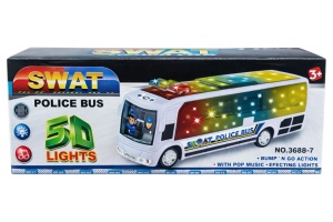 Autobuz de politie cu lumini 5D si sunete, bump and go, multicolor - Img 2