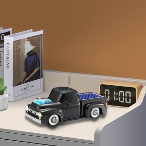 Boxa portabila Bluetooth masina vintage, radio FM, panou solar, USB, TF, lumini LED, negru - Img 6