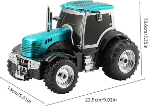 Boxa portabila Bluetooth tractor vintage, radio FM, USB, TF, AUX, lumini LED, TWS, verde smarald - Img 8