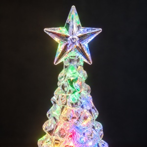 Brad decorativ de Crăciun cu LED multicolore, stea în vârf, din plastic, 20 x 8 cm - Img 4