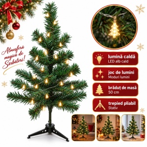 Brăduț artificial de Crăciun, 50 cm, verde, din plastic, fără instalație luminoasă - Img 7