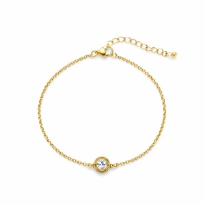 Bratara aurie Roxé cu cristal central, eleganta, reglabila 18+3 cm