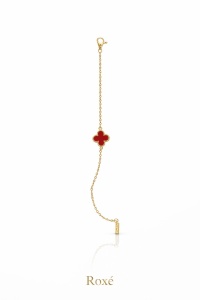 Brățară aurie Roxé cu simbol bordo elegant, reglabilă 16.5+6 cm