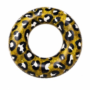 Colac gonflabil leopard auriu, 90 cm, pentru piscina si mare, model modern vara