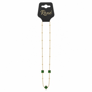 Colier ROXE Luxury Golden Chain cu pietre verzi smarald, design elegant, 45 cm