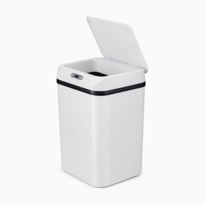 Coș de gunoi cu senzor, 15 litri, plastic, alb, deschidere automată