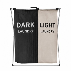 Cos dublu pentru rufe DARK LIGHT, pliabil, compartimentare haine, cadru metalic