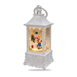 Felinar decorativ de Crăciun cu om de zăpadă, cu lumini LED și muzică, 22x9 cm - Img 2