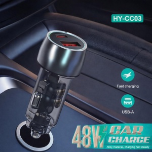 Incarcator auto Hongyu HY-CC03 48W cu 2 porturi USB fast charge, Negru