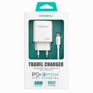 Încărcător Rapid 48W USB-C și USB-A cu Quick Charge și Power Delivery – Cablu Inclus