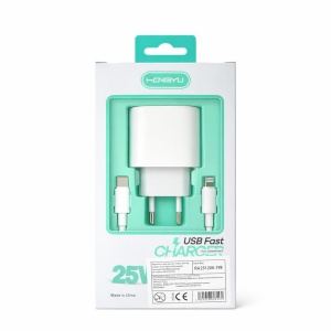 Încărcător rapid Hongyu 25W USB-C cu cablu Lightning, alb