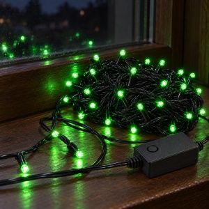 Instalatie de Craciun, 9 m, 100 LED-uri, lumina verde, 4 moduri, fir negru, Interior/Exterior - Img 4