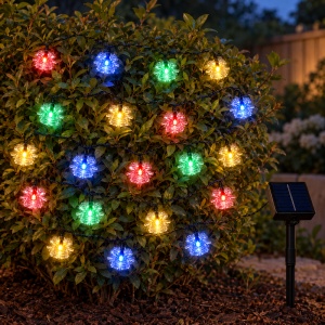 Instalatie de Craciun solara, 4m, multicolora, 20 LED-uri in forma de clopotei, fir negru - Img 4