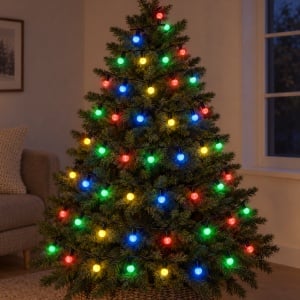 Instalație LED Tip liniară, 40 LED multicolor, model globulet, 4 m, fir negru - Img 5