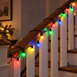 Instalație LED Tip liniară, 40 LED multicolor, model globulet, 4 m, fir negru - Img 9