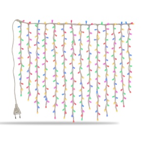 Instalație LED tip ploaie, 240 LED multicolore, 6 m, fir alb , interconectabilă - Img 4