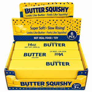 Jucărie Antistres Squishy Butter Gigant Galben 23cm, Super Moale și Elastică, 3+ Ani - Img 3