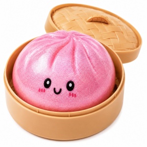 Jucărie Antistres Squishy Dumpling Gigant cu Bile din Gel și Sclipici, 15 cm, Culoare Aleatorie - Img 2