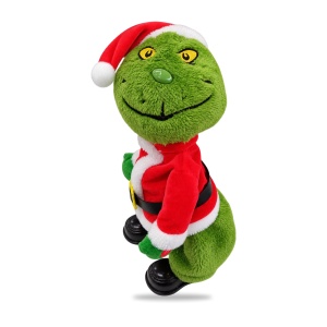Jucărie de pluș Grinch care cântă și dansează twerk, costum Moș Crăciun, aprox. 45 × 25 cm - Img 3