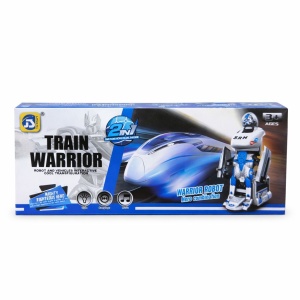 Jucarie dual mode tren care se transforma in robot, 24 cm cu lumini, sunete si bump and go