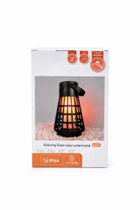 Lampă solară cu LED, lanternă decorativă cu flacără pâlpâitoare, plastic, negru, 11x11 cm - Img 3