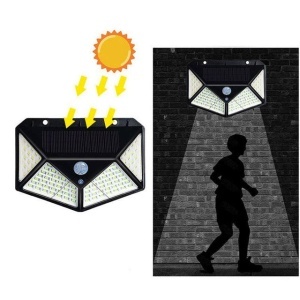 Lampa solară de perete LED, plastic, IP65, autonomie 35000 ore, neagră